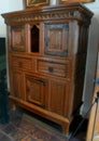 Netherlands, Muiden Castle, museum exposition, ancient wooden wardrobe