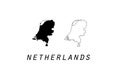 Netherlands outline map national borders Royalty Free Stock Photo