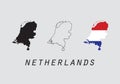 Netherlands outline map national borders Royalty Free Stock Photo