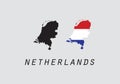 Netherlands outline map national borders