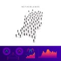 Netherlands people icon map. Detailed vector silhouette. Mixed crowd of men and women. Population infographics