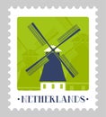 Netherlands postal mark or postcard with mill