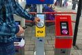 Smart cart readers on Dutch Railway Station Zutphen Royalty Free Stock Photo