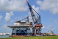 Thialf crane ship, a large deepwater construction vessel from Heerema moored at the port