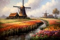 Netherlands rural landscape, Generative AI Royalty Free Stock Photo