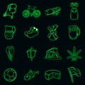 Netherlands icons set vector neon