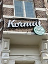 Logo Grolsch and Kornuit in advertising letters, in the center of Sittard, Netherlands.