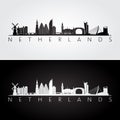 Netherlands skyline and landmarks silhouette Royalty Free Stock Photo