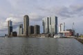 The Netherlands. Skyline of Rotterdam With Erasmus Bridge and Kop van Zuid Royalty Free Stock Photo