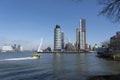 The Netherlands. Skyline of Rotterdam With Erasmus Bridge and Kop van Zuid Royalty Free Stock Photo