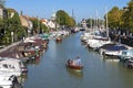 City view Dordrecht with marina and sailing people Royalty Free Stock Photo