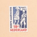THE NETHERLANDS 1960: A stamp printed in the Netherlands shows the dutch royal marines, circa 1960