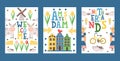 Netherlands travel banner, vector illustration. Tour booklet cover, postcard design, souvenir card with icons of main
