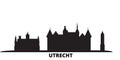 Netherlands, Utrecht city skyline isolated vector illustration. Netherlands, Utrecht travel black cityscape Royalty Free Stock Photo