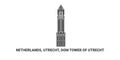 Netherlands, Utrecht, Dom Tower Of Utrecht, travel landmark vector illustration