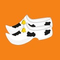 Netherlands. Vector illustration of funny traditional wooden shoes.