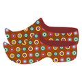 Netherlands. Vector image of traditional wooden shoes with a pattern in colorful polka dots