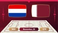 Netherlands vs Qatar, Football 2022, Group A. World Football Competition championship match versus teams intro sport background,