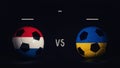 Netherlands vs Ukraine Euro 2020 football matchday announcement. Two soccer balls with country flags, showing match infographic,