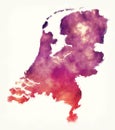 Netherlands watercolor map in front of a white background