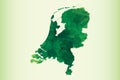 Netherlands watercolor map vector illustration of green color on light background using paint brush in paper page