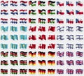 Netherlands, Western Sahara, Czech Republic, Kazakhstan, Tonga, Israel, Kenya, Germany, United Kingdom. Big set of 81 flags.