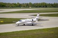 NetJets Europe Cessna 560XLS Citation Excel with the aircraft registration CS-DXR.is taxiing for take off on the northern runway