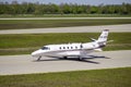 NetJets Europe Cessna 560XLS Citation Excel with the aircraft registration CS-DXR.is taxiing for take off on the northern runway