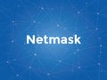 Netmask white text illustration with blue constellation map as background