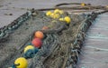  Nets in Boatyard, at Fraserburgh Harbour. Aberdeenshire, Scotland, UK.