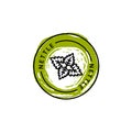 Nettle leaf badge and icon in trend linear and hand draw style - Vector Logo Emblem of Nettle