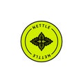 Nettle leaf herbal organic badge and icon in trend linear style - Vector Green Logo Emblem of Medical Nettle