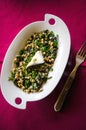 Nettle orzotto with brie Royalty Free Stock Photo