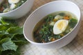 Nettle soup with egg and potatoes Royalty Free Stock Photo