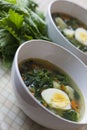 Nettle soup with egg and potatoes Royalty Free Stock Photo