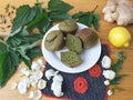 Nettles green muffins with ginger and cardamom