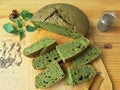 Nettles green round bread, weed dough