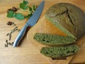 Nettles green round bread, weed dough