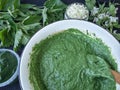 Nettles pies, cooking from green dough