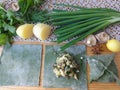 Nettles pies with mushrooms green dough cooked from nettle