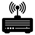 Nettop computer with wifi solid icon, cyber monday concept. Vector graphics. Radio receiver with antenna, technology Royalty Free Stock Photo