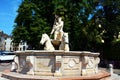 Nettuno fountain sculpture and trees, in Conegliano Veneto, Treviso, Italy