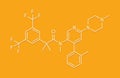 Netupitant drug molecule. NK1 receptor antagonist, used in combination for the prevention of nausea and vomiting induced by