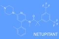 Netupitant drug molecule. Skeletal formula. Chemical structure