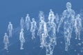 Network of abstract human figures on a blue background Royalty Free Stock Photo