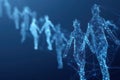 Network of abstract human figures on a blue background Royalty Free Stock Photo