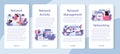 Network activity mobile application banner set. Customer attention Royalty Free Stock Photo