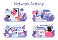 Network activity set. Customer attention and business communication monitoring Royalty Free Stock Photo
