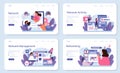 Network activity web banner or landing page set. Customer attention Royalty Free Stock Photo