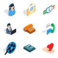 Network address icons set, isometric style